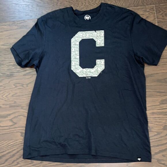 Cleveland Indians Guardians MLB Digital Camouflage Blue & Gray Baseball T Shirt - Picture 1 of 5